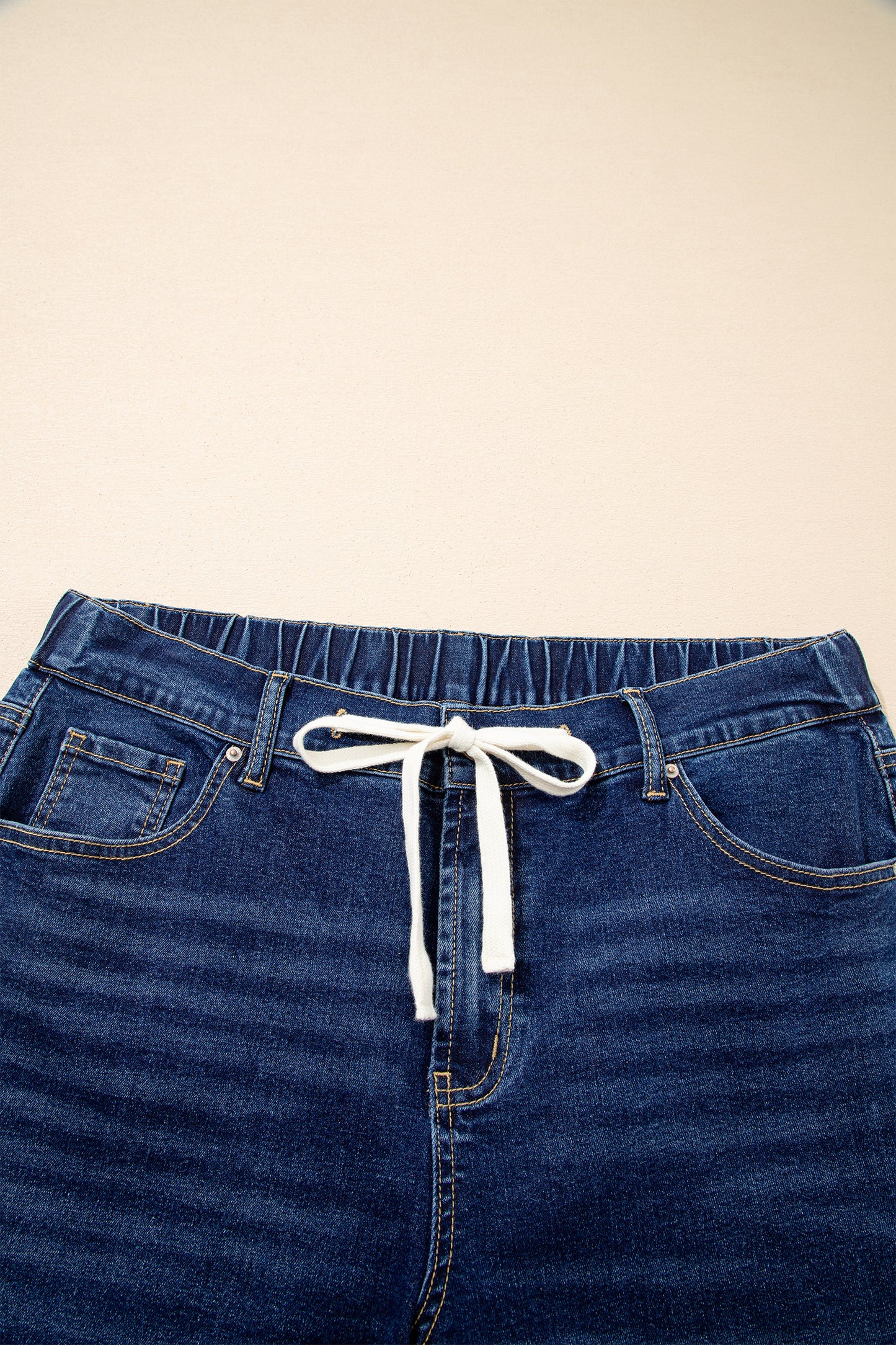 Blue Acid Wash Contrast Lace-up Plus Size Jeans
