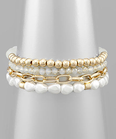 Pearl & Gold Chain Bracelets