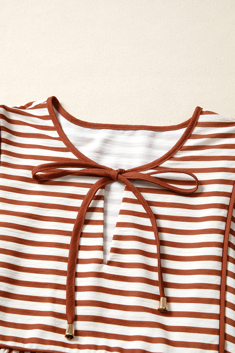 Brown Stripe Babydoll Long Sleeve Blouse (Warehouse Exclusives - Online only!)