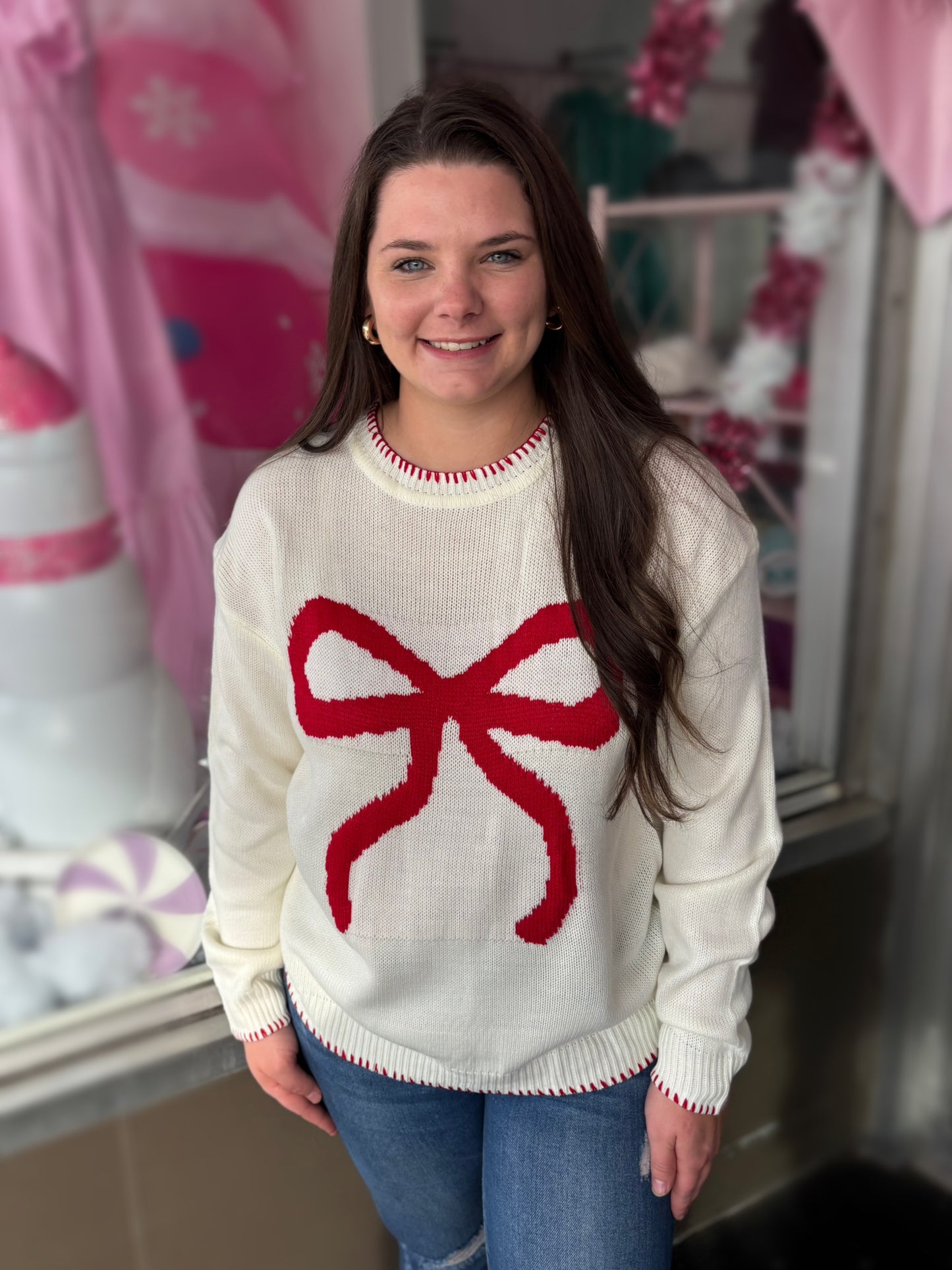 White Bow Sweater
