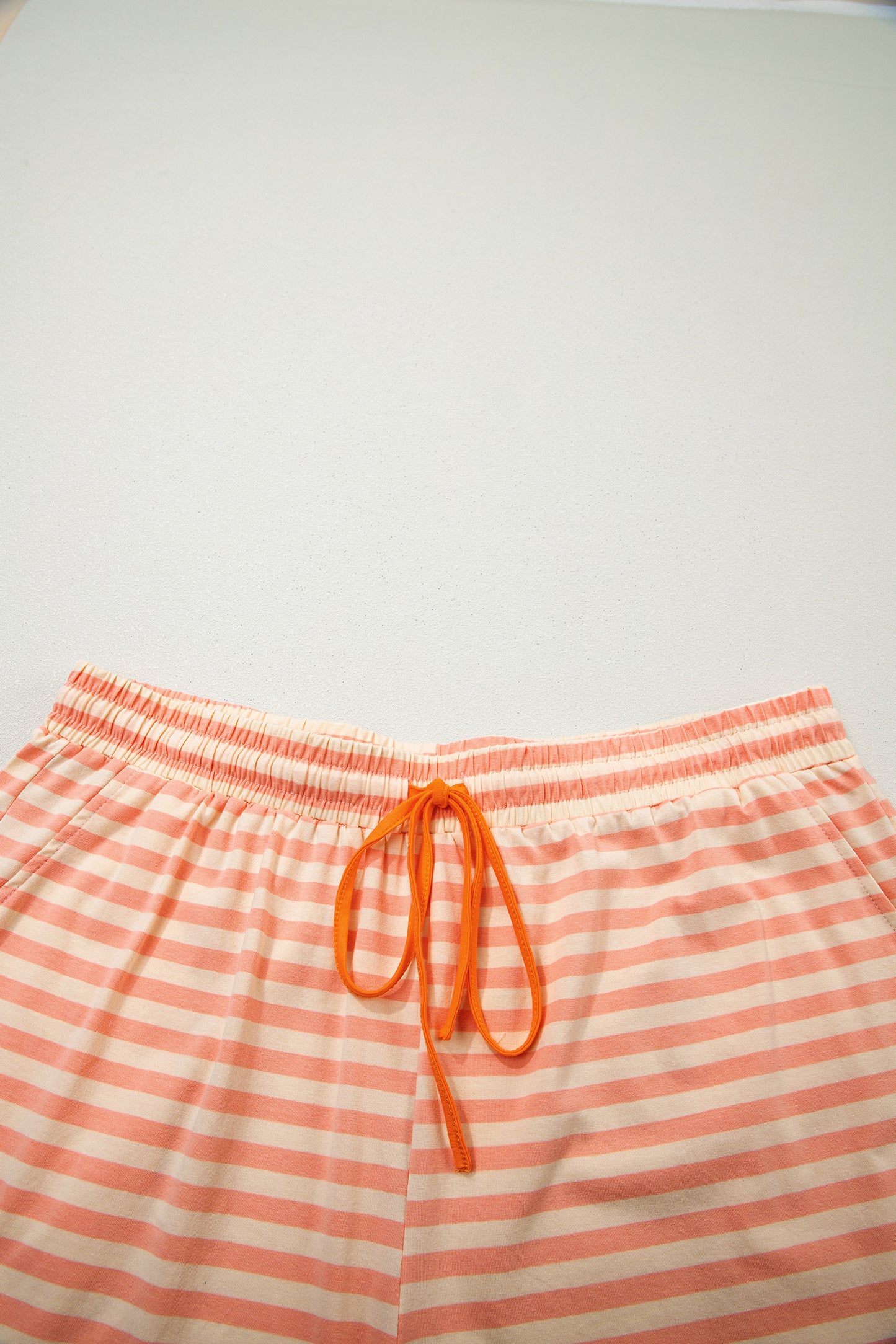 Curvy Stripe Drop Shoulder T Shirt and Shorts Plus Size Set