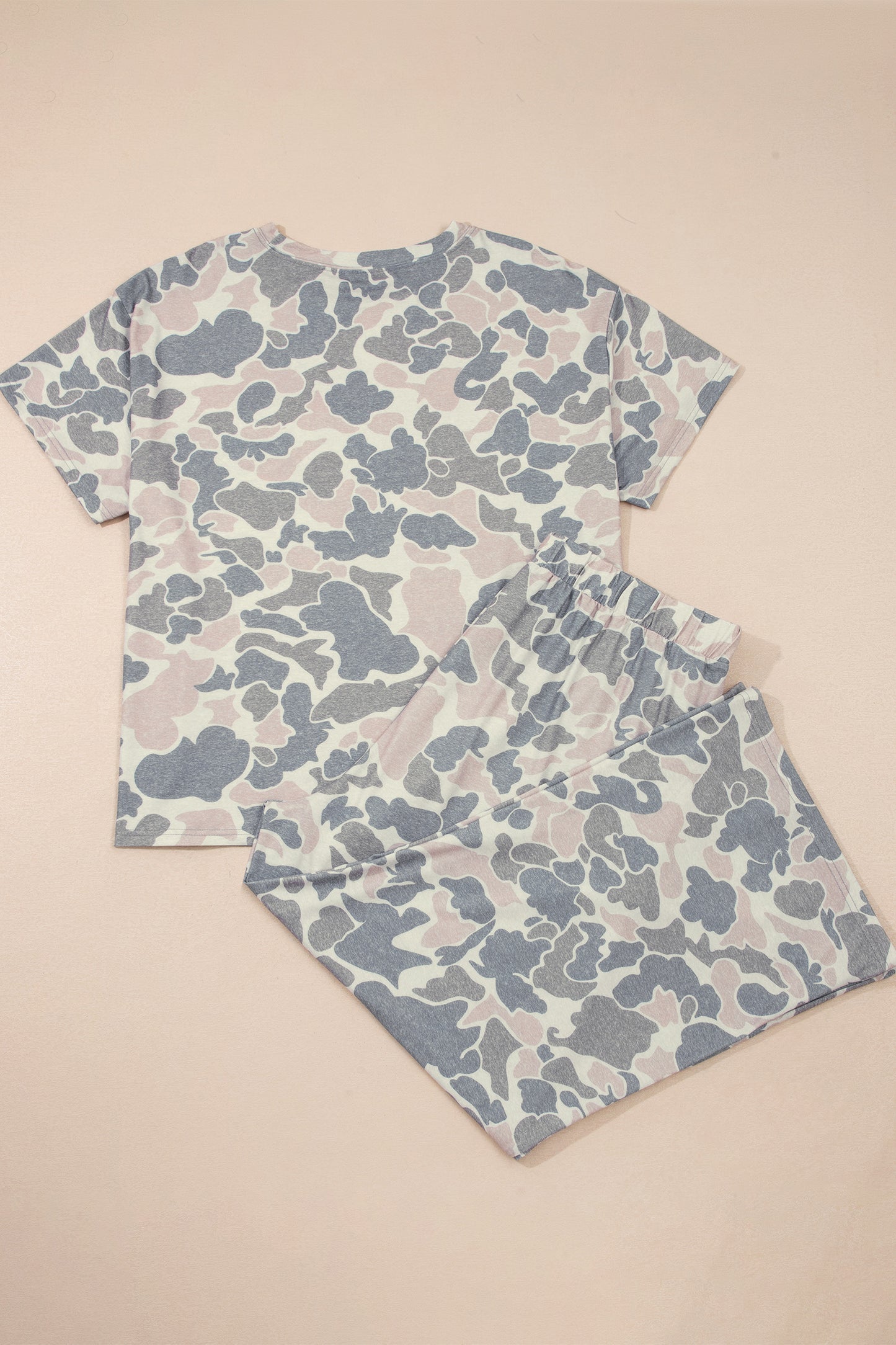 Multicolor Retro Camouflage Print Plus Size 2pcs Outfit