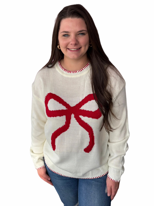White Bow Sweater