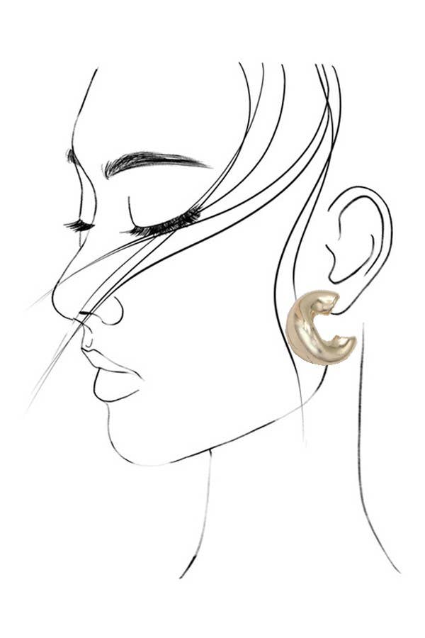 GOLD BUBBLE IRRGEULAR SHAPE HOOP EARRINGS