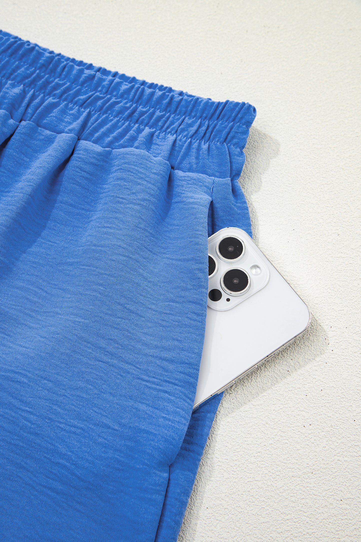 Blue Elastic Waist Casual Skort with Built in Shorts