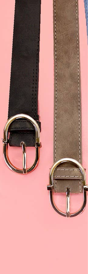 CLASSIC CHIC OVAL BUCKLE SUEDE BELT | 40BT634: Black