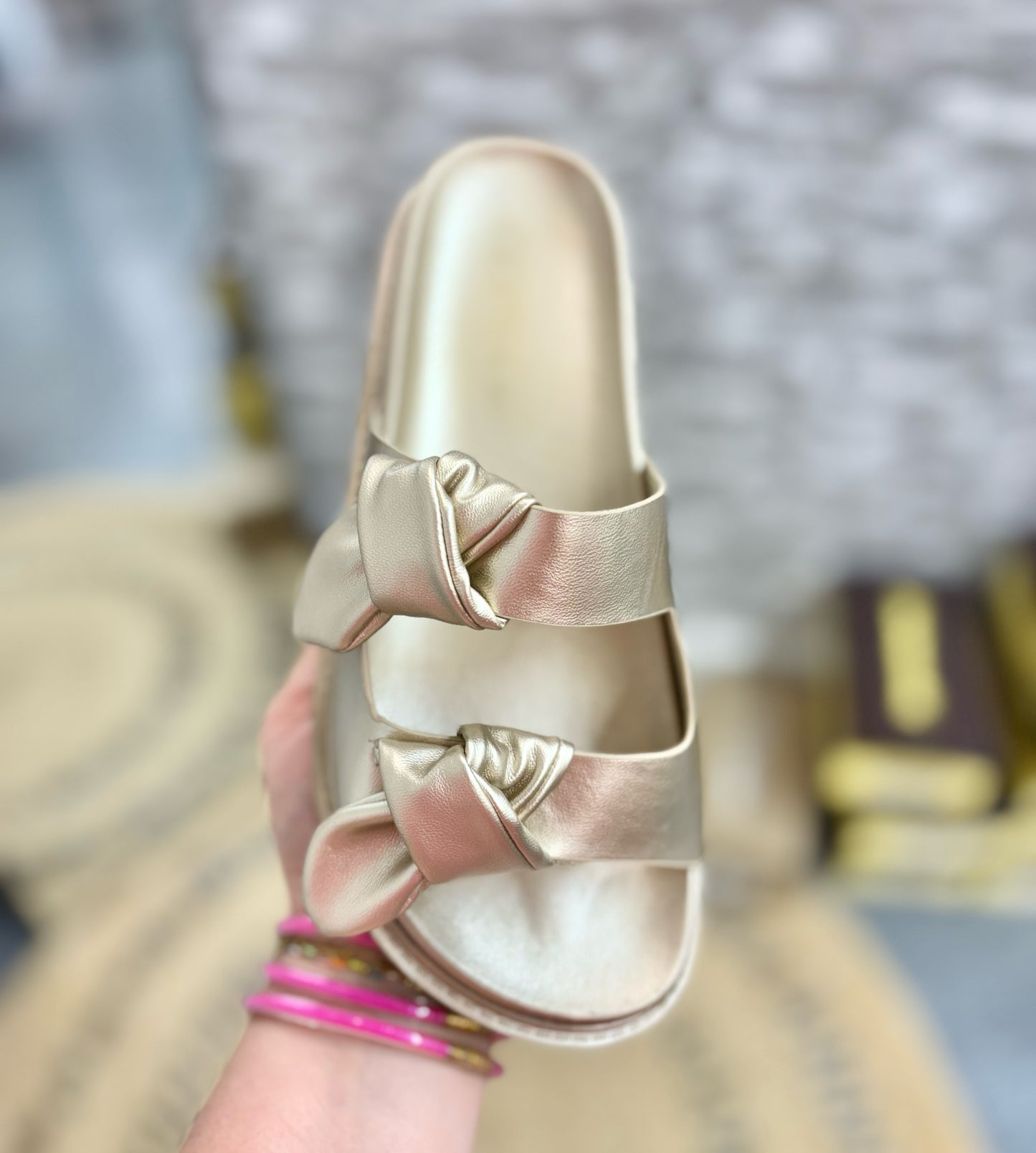 Champagne Bow Sandals