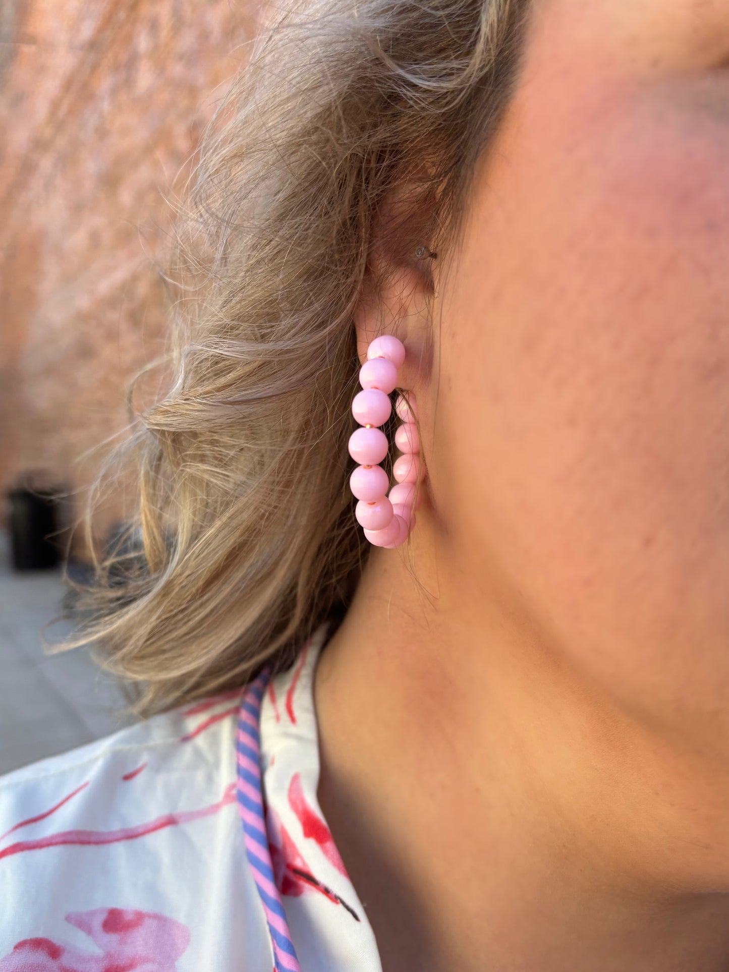 Pink 40MM Bead Hoops