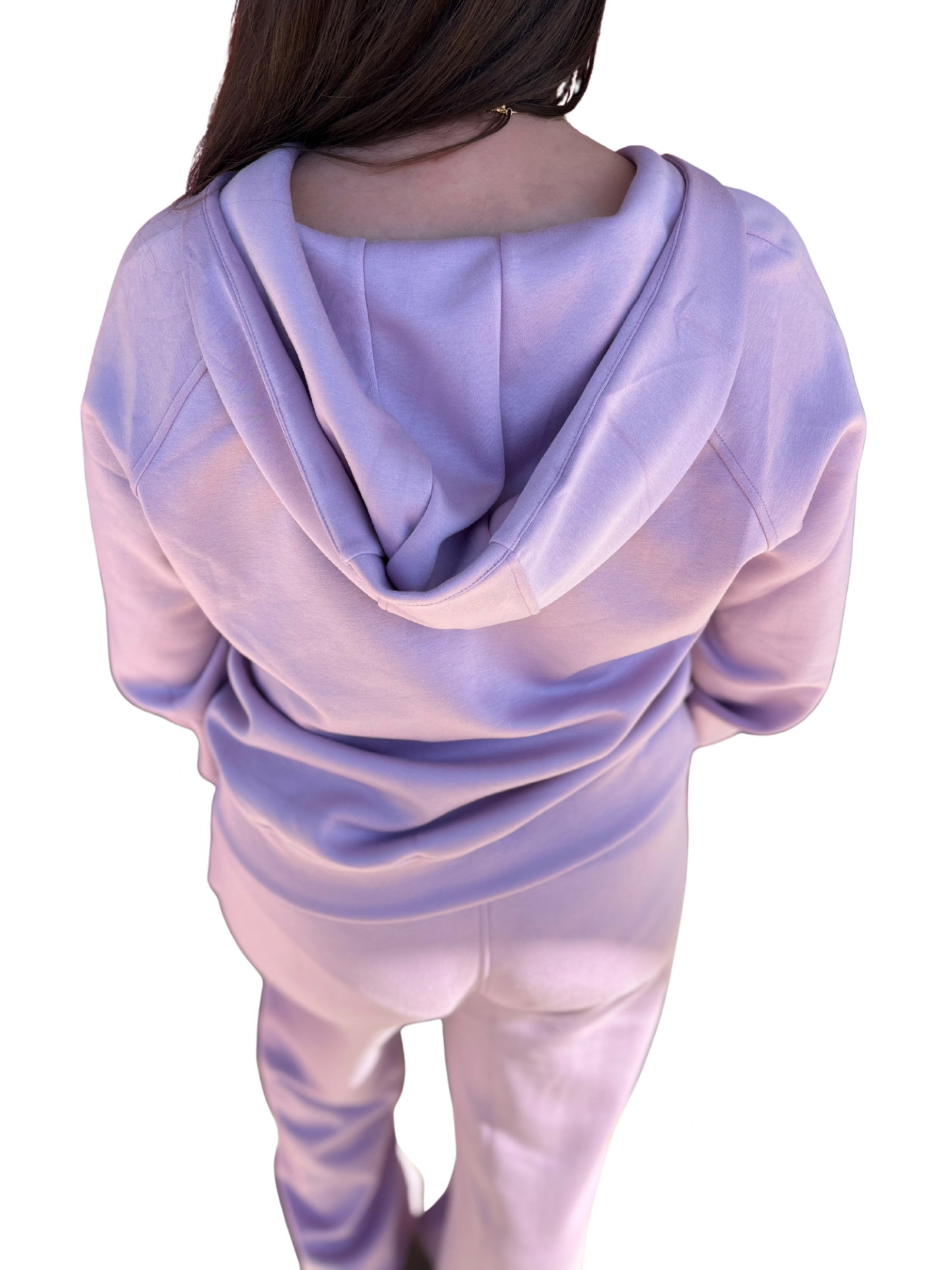 Lavender Half Zip Thumbhole Sleeve Hoodie Active Pants 2pcs Outfit