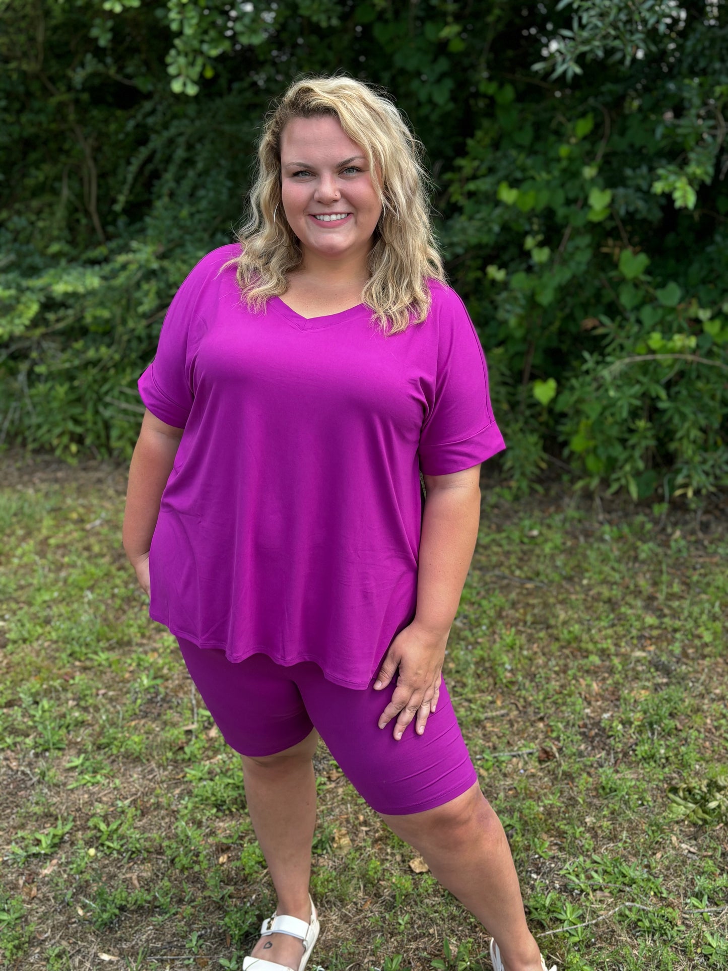 Curvy Lt. Plum Biker Set