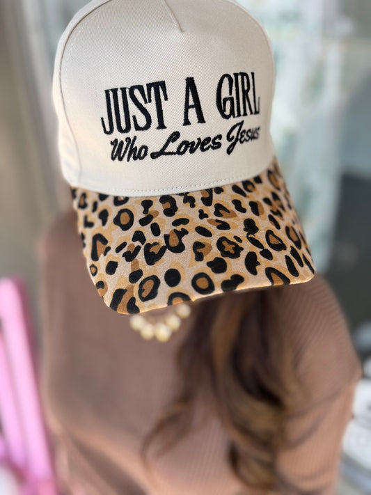 Just a girl who loves Jesus two-tone canvas cap ( 2 COLORS)