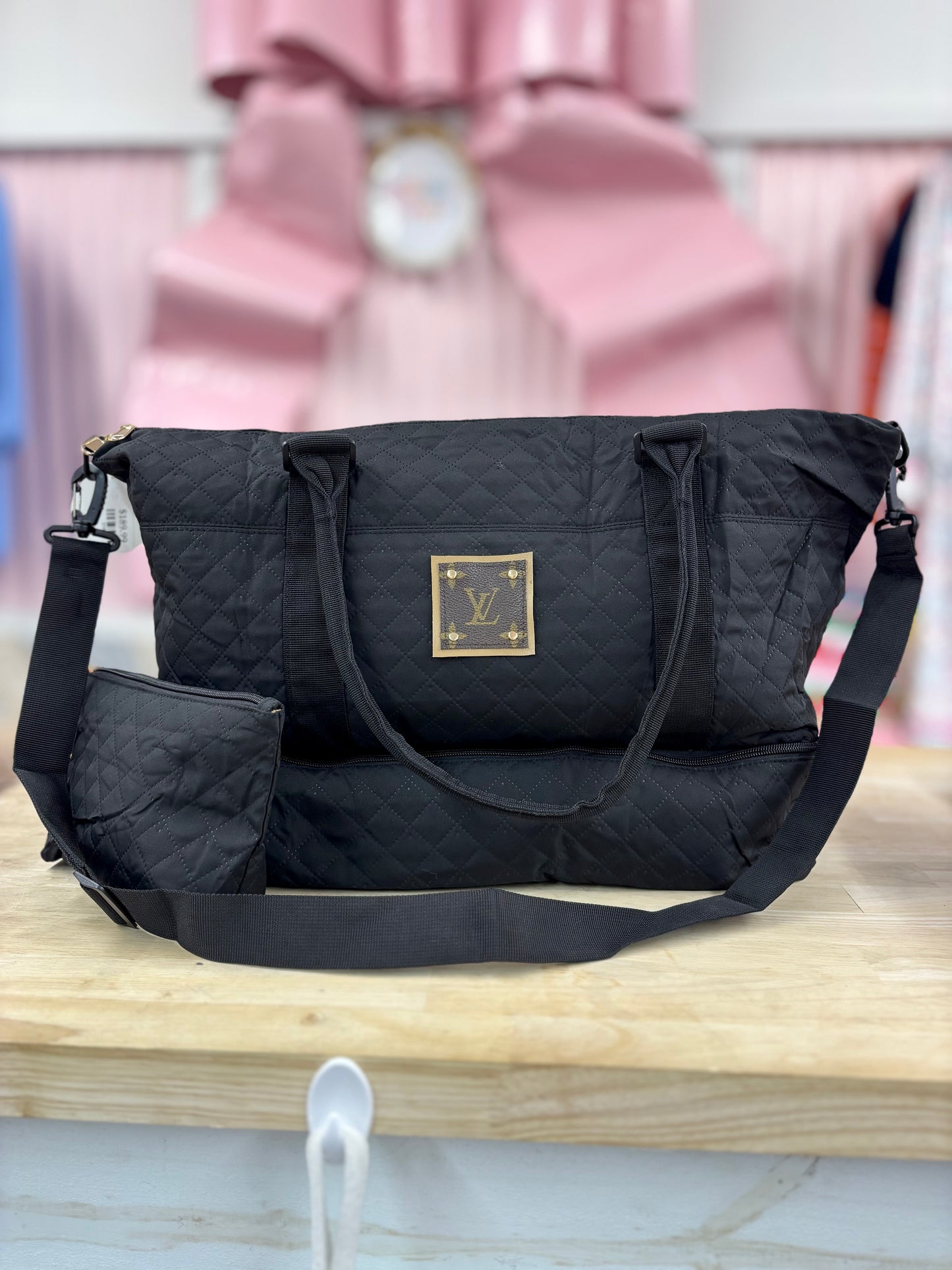 Upcycled Duffel Weekender Bag (LV Logo is Authentic and has been repurposed onto a new bag)