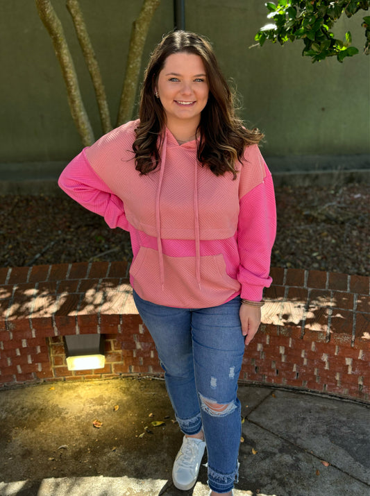 Blush Color Block Hoodie