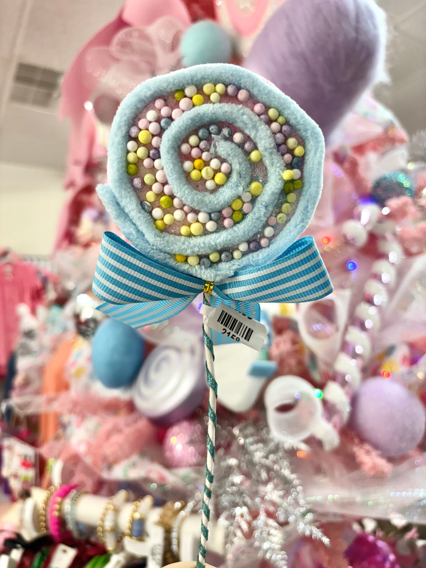 Blue Spiral Pastel Lollipop Ornament