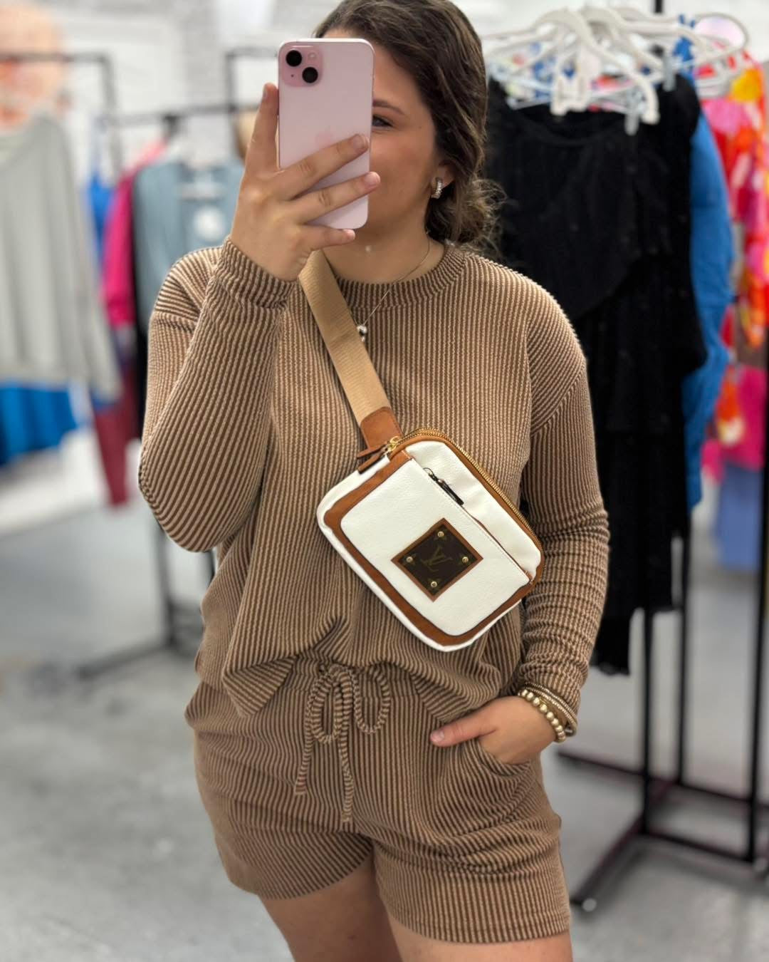 Upcycled LV Sling 2 Tone Bag (LV Logo is Authentic and has been repurposed onto a new bag)