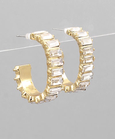 Crystal Baguette Hoops