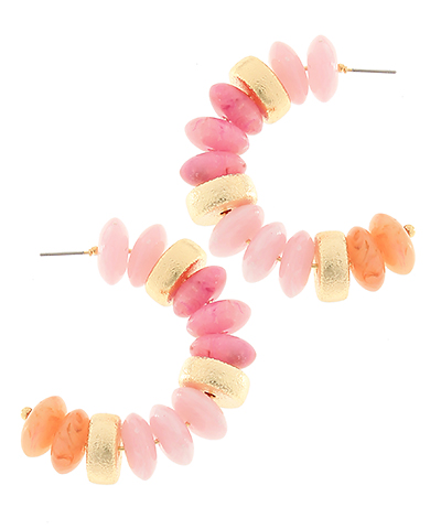 PEACH/GOLD Rondelle Shape Beads Hoops