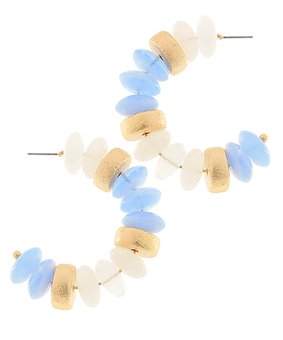 BLUE/GOLD Rondelle Shape Beads Hoops