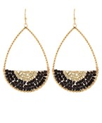 Black/Gold Beaded Textured Teardrop Earrings