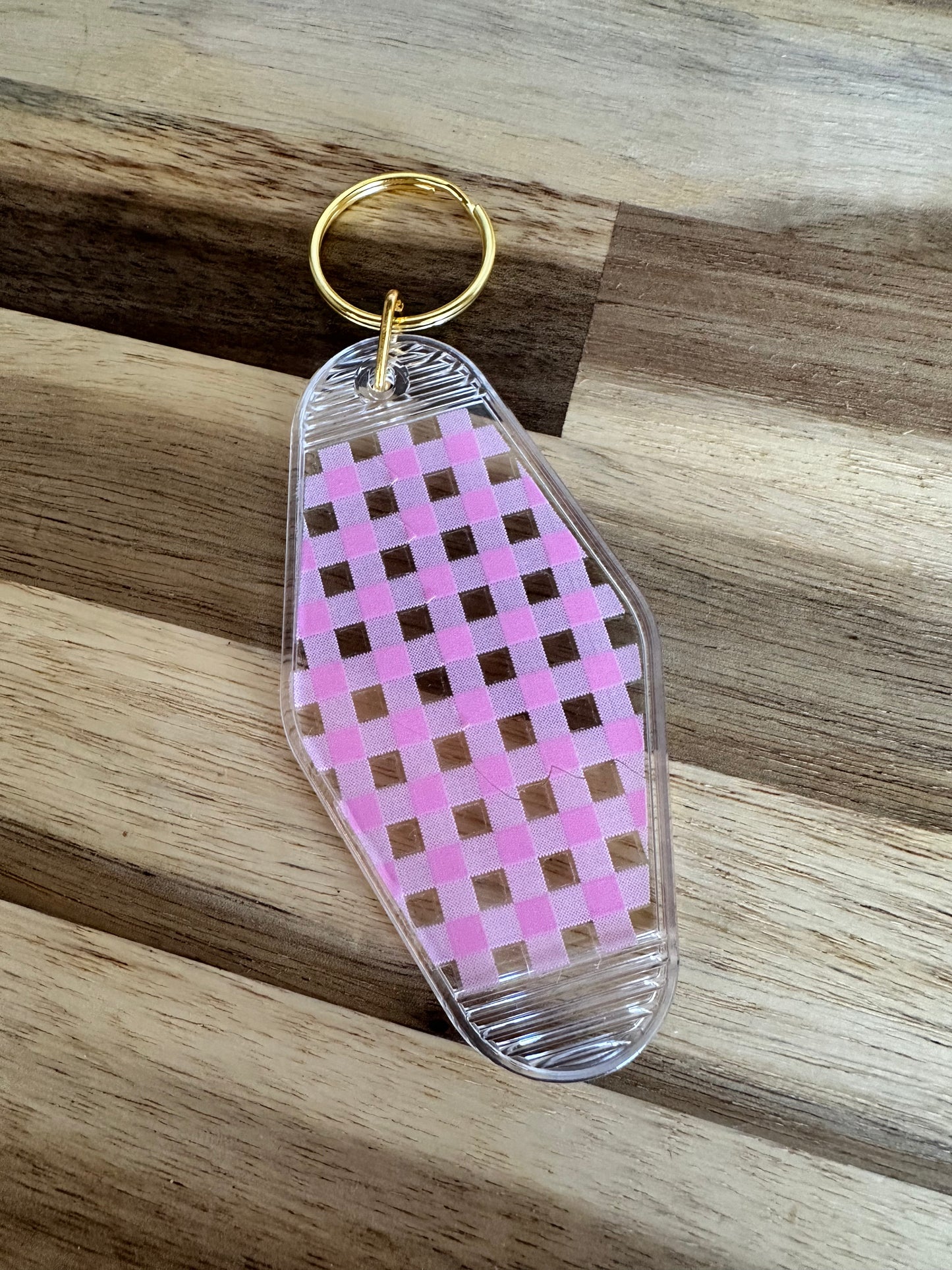 Pink Plaid KeyChain