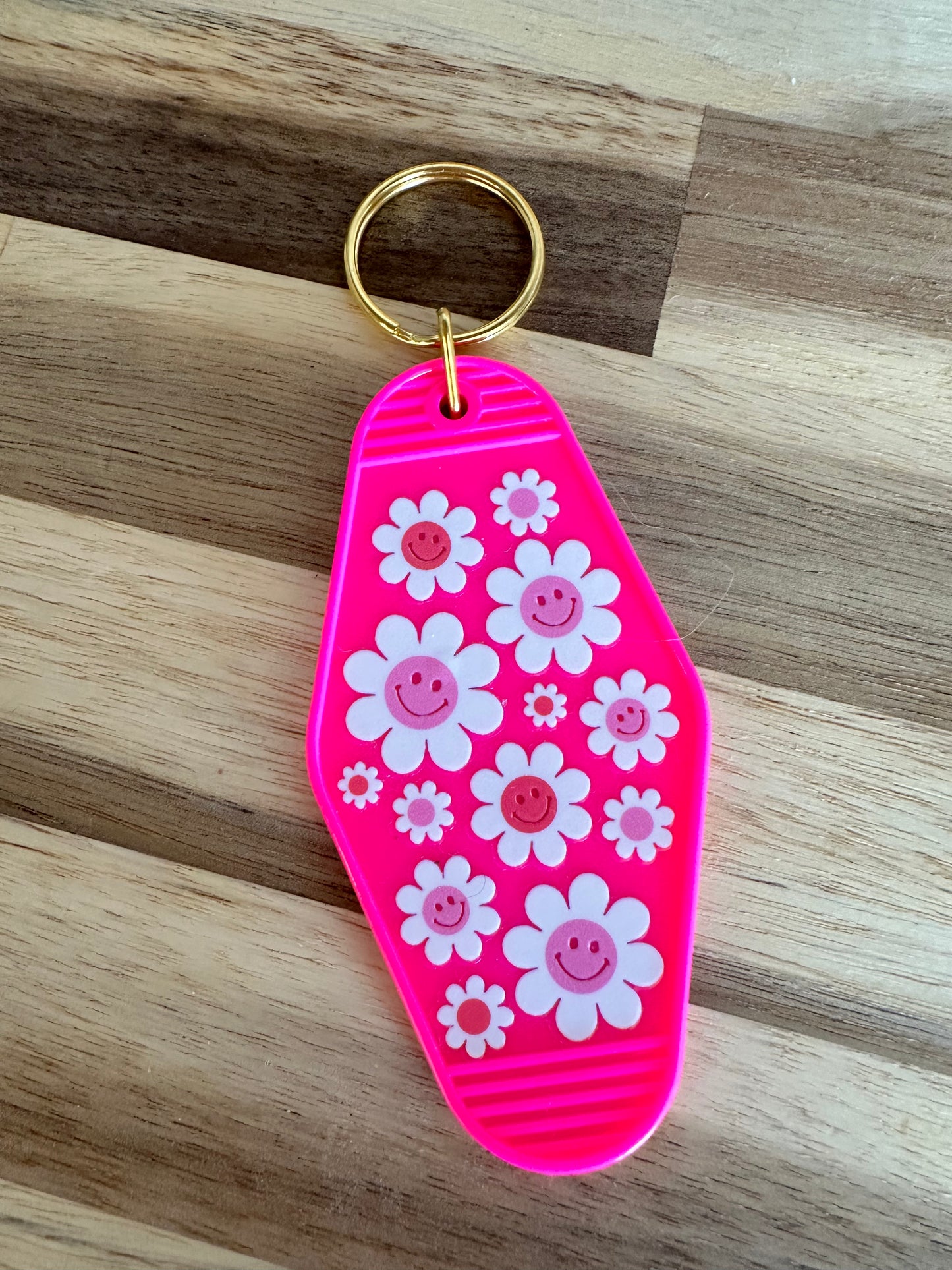 Hot Pink with Flowers KeyChain