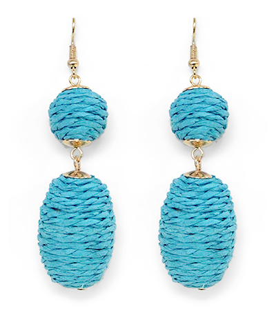 Raffia Wrapped Oval Earrings