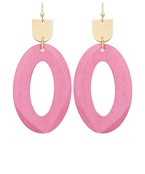 Wood & Metal Oval Faceted Earrings (7 COLORS)