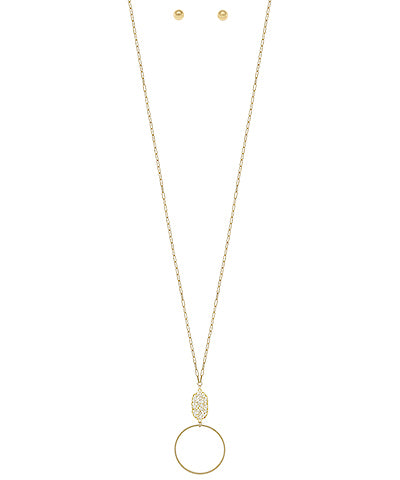 Beaded Oval Pendant Necklace