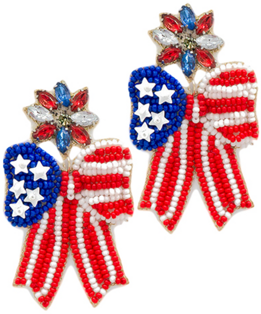 USA Ribbon Beads Earrings