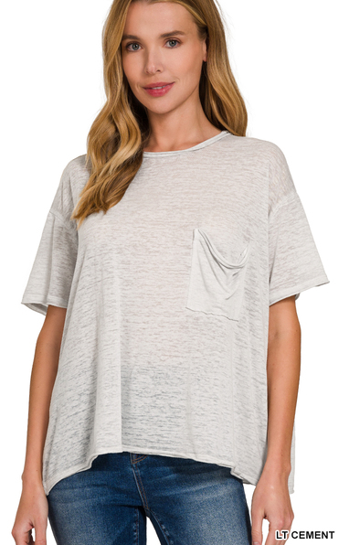 Cement Grey Oversized Raw Edge Top