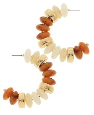 IVORY/GOLD Rondelle Shape Beads Hoops