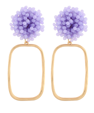 LAVENDER Cluster Bead & Rectangle Earrings