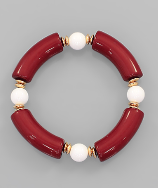 Maroon & White Collegiate Color Bracelets