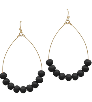 Black Clay Ball Teardrop Earrings