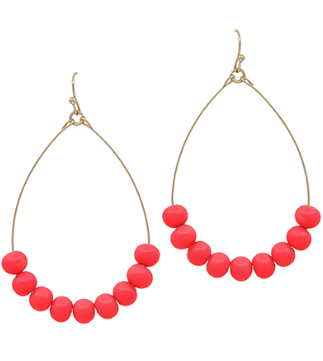 Red Clay Ball Teardrop Earrings