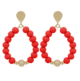 Red Clay Ball Bead Earrings