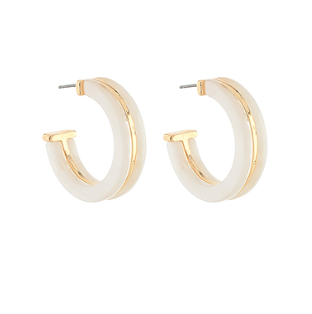 White/Gold 30mm Acrylic & Metal Hoops