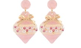 Pink/Gold Christmas Ornament Pearl Drop Earrings