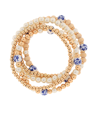 5 Row Pearl & CCB Ceramic Bracelet