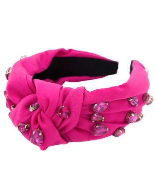 Fuchsia Teardrop Glass & Knot Headband