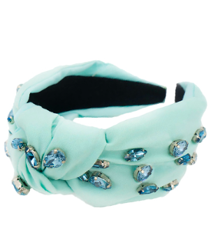 Mint Teardrop Glass & Knot Headband