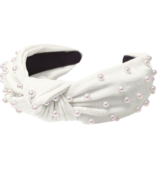 Whtie Pearl Studded Knotted Headband