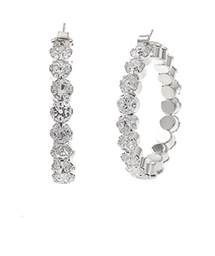 Silver 40MM Crystal Chunky Hoops