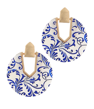 Chinoiserie Pattern MOP Earrings