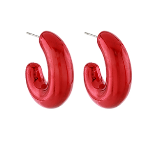 Red Coated Metallic Open Hoops