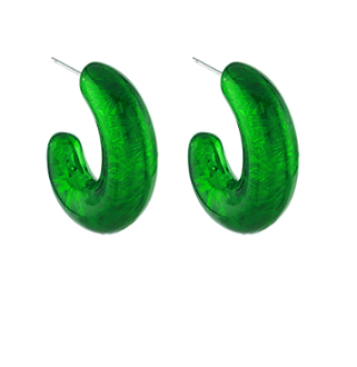 Green Coated Metallic Open Hoops