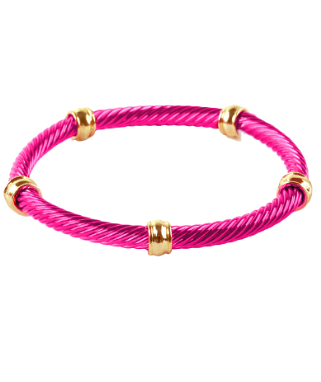 Fuchsia & Gold Color Coating Twisted Bracelet