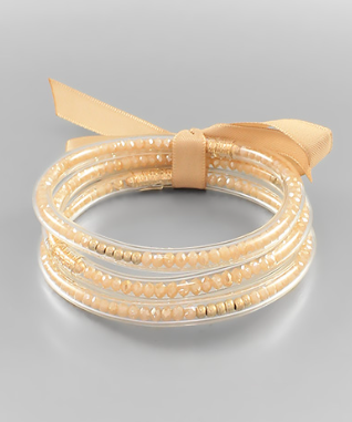 Champagne Clear Tube Glass Bead Bracelet