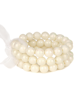 White 3 Row Beaded Bracelet