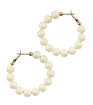 White 40MM Bead Hoops